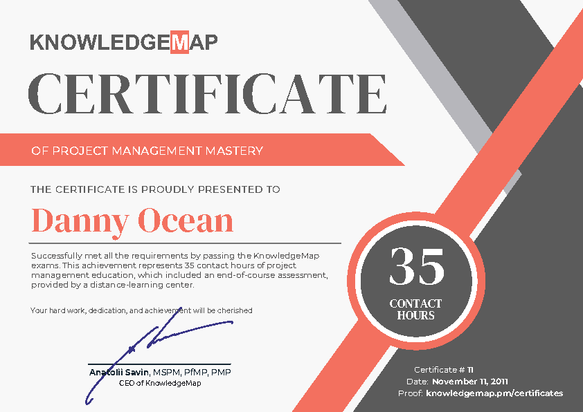 Certificate of Completion — 35 Contact Hours
